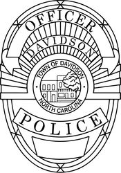 town of Davidson north carolina police officer badge vector file Black white vector outline or line art file