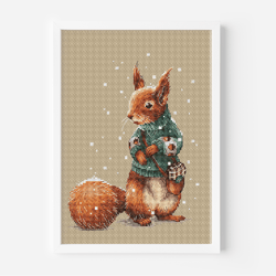 squirrel cross stitch pattern pdf, animal cross stitch, instant download, cute bun counted cross stitch, embroidery