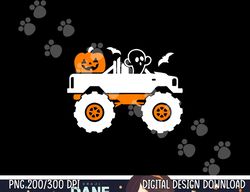 kids ghost pumpkin riding monster truck lazy halloween costume png, sublimation copy