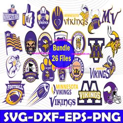 Bundle 26 Files Minnesota Vikings Football team Svg, Minnesota Vikings Svg, NFL Teams svg, NFL Svg, Png, Dxf, Eps, Insta