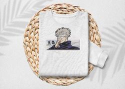 embroidery anime jujutsu kaisenu, hooded t-shirt, unisex t-shirt, streetwear