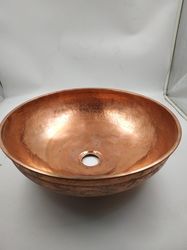 hammered rustic brown copper sink bathroom , washbasin bowl house decor, round undermount copper bar basin, vessel bathr