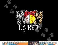 messy bun mom of both baseball softball mom mothers day png, sublimation copy