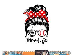 mom life messy bun hair funny baseball hockey mom png, sublimation copy