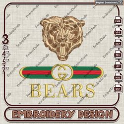 nfl gucci embroidery design, nfl machine embroidery,  chicago bears embroidery files, nfl  chicago bears embroidery