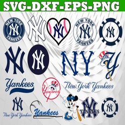 bundle 14 files new york yankees baseball team svg, new york yankees svg, mlb team svg, mlb svg, png, dxf, eps, jpg, ins