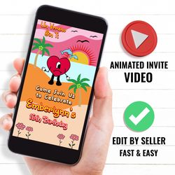 bad bunny birthday party video invitation, custom badbunny animated invite, bad bunny digital custom invite
