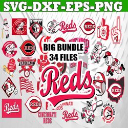 bundle 34 files cincinnati reds baseball team svg, cincinnati reds svg,mlb team  svg, mlb svg, png, dxf, eps, jpg, insta