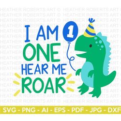 i am one hear me roar svg, cute dinosaur svg, t-rex svg, dino svg, little boy svg, birthday svg, dinosaur - beaconhub