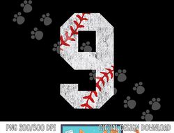 Number 9 Vintage 9th Birthday Baseball Lover 9 Years Old png, sublimation