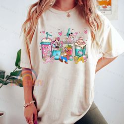 mickey and friends latte easter shirt, mickey and friends coffee lover, disney characters happy easter shirt,2023 disney