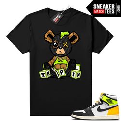 volt gold 1s matching sneaker tees shirts black 'trappin misfit teddy'