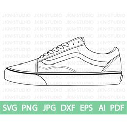 sneakers outline svg - trainers shoes kicks dunk - svg png jpg dxf eps ai pdf - clipart, vector, cricut - instant downlo