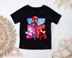 spidey and his friends tshirt, spiderman inspired tshirt, spidey shirt, family birthday gift adult kid toddler tee, gift