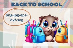 timid cartoon animals - back to school