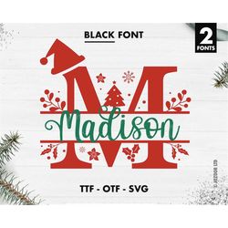 christmas monogram svg font, christmas split svg, christmas split alphabet letters, ornaments svg font - sentinentwalker