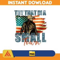 try that in a small town png, cow skull small town png, retro country shirt png, country music, american flag