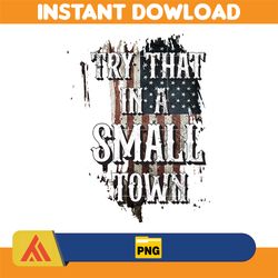 try that in a small town png, cow skull small town png, retro country shirt png, country music, american flag