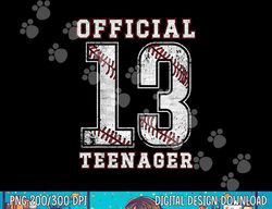 official teenager 13th birthday boy party baseball teenage png, sublimation