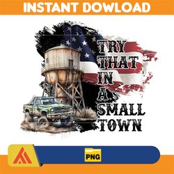 try that in a small town png, cow skull small town png, retro country shirt png, country music, american flag