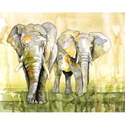 watercolor painting, elephant painting, elephant print, elephant decor, elephant nursery, watercolor print, print titled