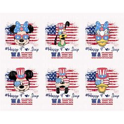 happy 4th of july png, mouse and friends png, american flag png, july 4th png, independence day png, png sublimation des