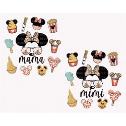 bundle mama mimi mouse svg, family trip svg, snack goal svg, carnival food svg, mother's day svg, vacay mode svg, mom sh