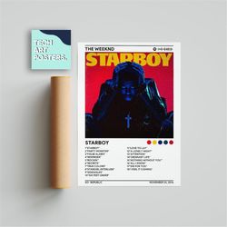 the weeknd - starboy album cover poster |  poster print, wall art, music gifts, home decor, music album cover poster pri