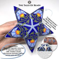 peyote star tutorial - cornflowers / beaded stars patterns seed bead ornaments