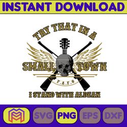 try that in a small town png, cow skull small town png, retro country shirt png, country music, american flag