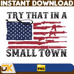 try that in a small town png, cow skull small town png, retro country shirt png, country music, american flag