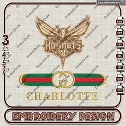 nba charlotte hornets gucci embroidery design, nba embroidery files, nba hornets embroidery, machine embroider