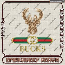 nba milwaukee bucks gucci embroidery design, nba embroidery files, nba bucks embroidery, machine embroider