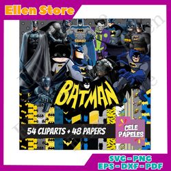 batman clipart digital paper bundle