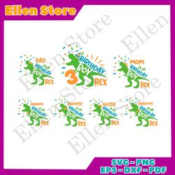 dinosaur birthday boy family svg bundle