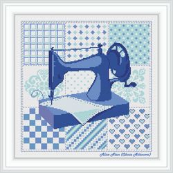 cross stitch pattern sewing machine patchwork fabric monochrome fashion seamstress dressmaker profession patterns pdf