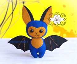 felt halloween bat pattern, bat sewing pattern, halloween bat decor, felt doll pattern, felt patterns, pdf felt pattern