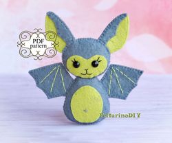 felt halloween bat pattern, bat sewing pattern, halloween bat decor, felt doll pattern, felt patterns, pdf felt pattern