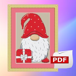 gnome cross stitch pattern pdf,embroidery gnome cross stitch pattern, winter cross stitch, cross stitch baby