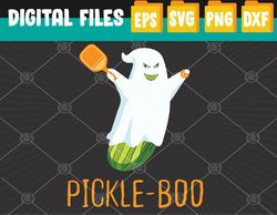 funny pickle ghost loves to play pickleball at halloween svg, eps, png, dxf, digital download