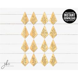 floral engraved diamond shaped dangle earrings bundle set 8 cut file, laser cut file, instant download, svg/dxf/pdf