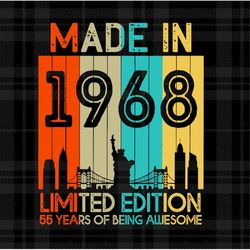 55 years old birthday vintage made in 1968 limited edition svg