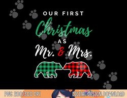 our first christmas as mr. and mrs. buffalo plaid bears 2021  png, sublimation