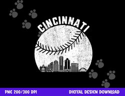 cincinnati skyline baseball vintage cincinnati oh baseball png, sublimation copy