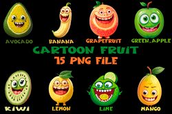 cartoon fruits 15 png files digital download sublimation