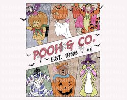 retro halloween bear and friend png, halloween costume png,