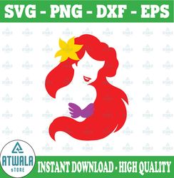 ariel silhouette colour svg, png, dxf, balloon svg, minnie svg, disney svg, png, dxf, cricut