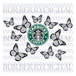 butterfly svg starbucks cup, full butterfly starbucks presized wrap svg, starbucks cup svg, starbucks svg files