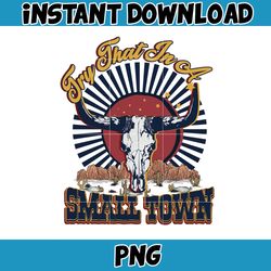 try that in a small town png, cow skull small town png, retro country shirt png, country music, american flag