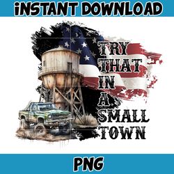 try that in a small town png, cow skull small town png, retro country shirt png, country music, american flag